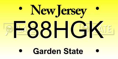 F88HGK New Jersey License Plate