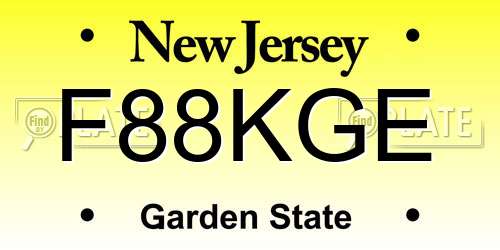 F88KGE New Jersey License Plate