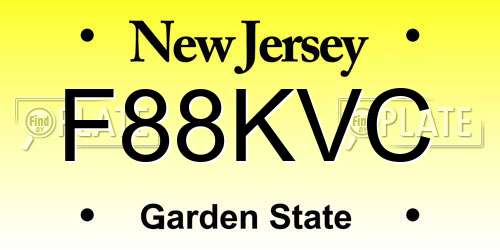 F88KVC New Jersey License Plate