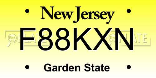 F88KXN New Jersey License Plate