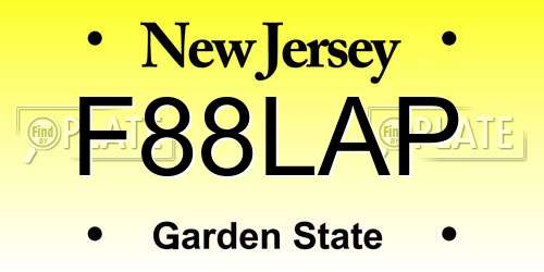 F88LAP New Jersey License Plate