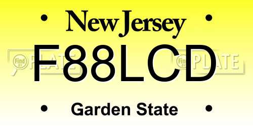 F88LCD New Jersey License Plate