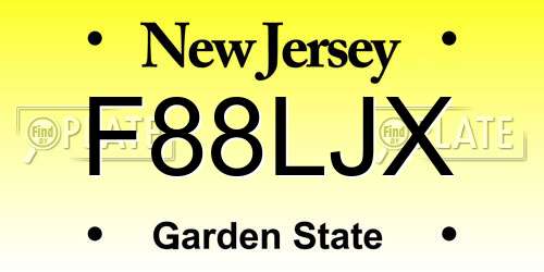F88LJX New Jersey License Plate