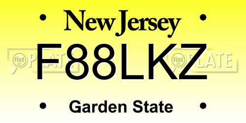 F88LKZ New Jersey License Plate