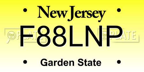 F88LNP New Jersey License Plate