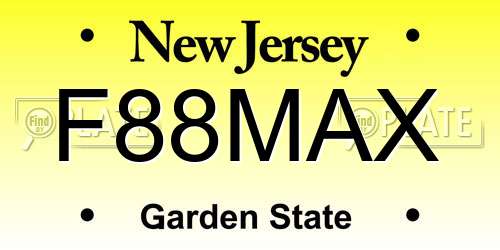 F88MAX New Jersey License Plate