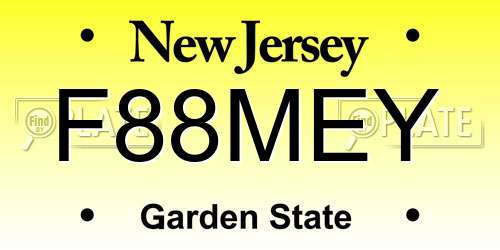 F88MEY New Jersey License Plate