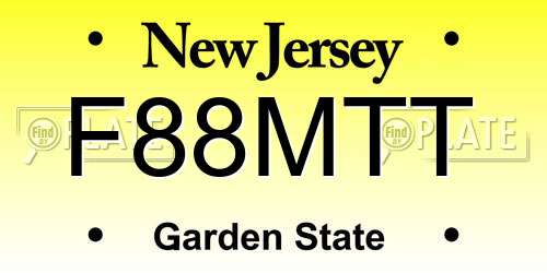 F88MTT New Jersey License Plate