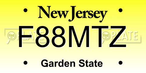 F88MTZ New Jersey License Plate