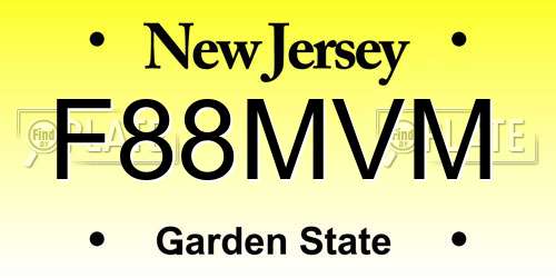 F88MVM New Jersey License Plate