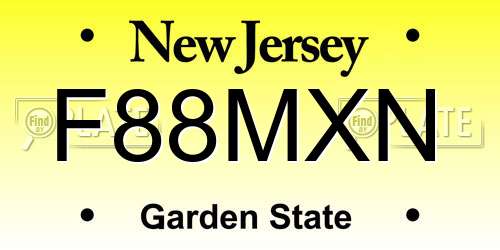 F88MXN New Jersey License Plate
