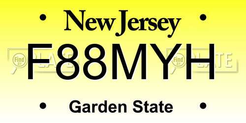 F88MYH New Jersey License Plate