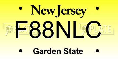 F88NLC New Jersey License Plate