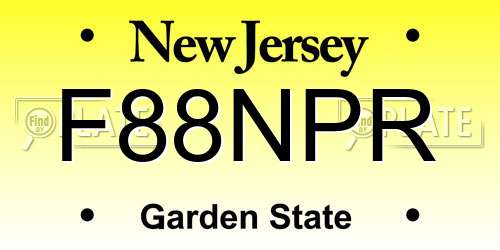 F88NPR New Jersey License Plate