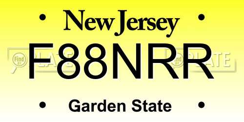 F88NRR New Jersey License Plate