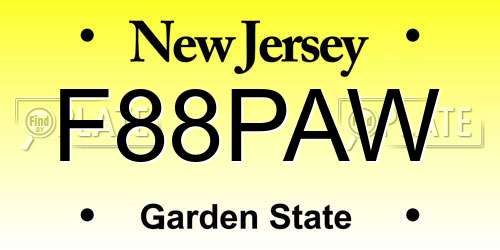 F88PAW New Jersey License Plate