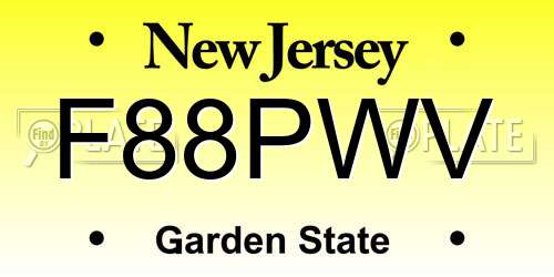 F88PWV New Jersey License Plate