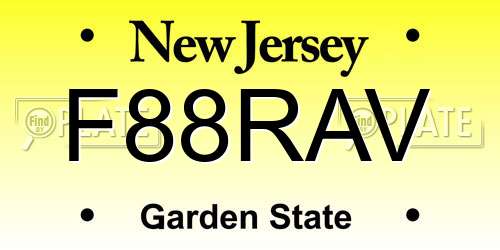 F88RAV New Jersey License Plate