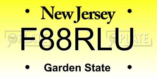 F88RLU New Jersey License Plate