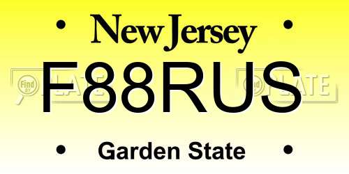 F88RUS New Jersey License Plate