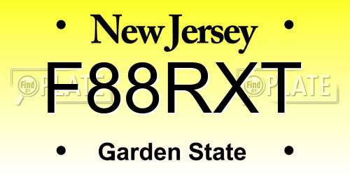 F88RXT New Jersey License Plate