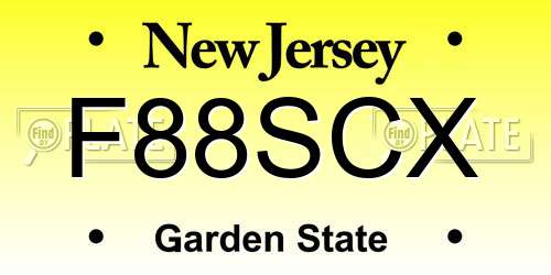 F88SCX New Jersey License Plate