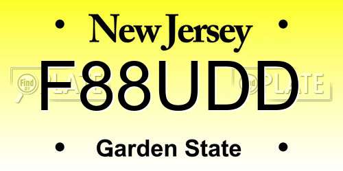 F88UDD New Jersey License Plate