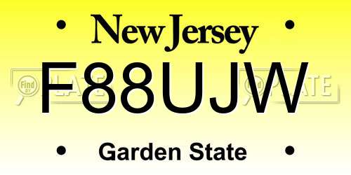 F88UJW New Jersey License Plate