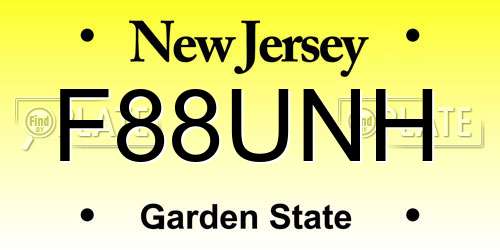 F88UNH New Jersey License Plate