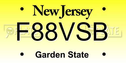 F88VSB New Jersey License Plate