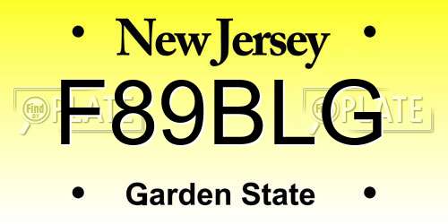 F89BLG New Jersey License Plate