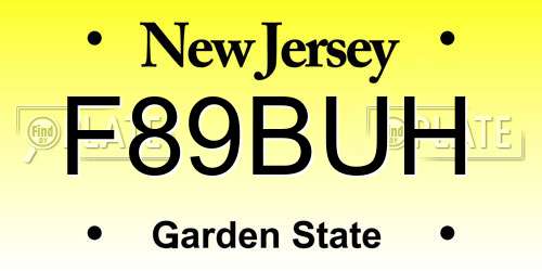 F89BUH New Jersey License Plate