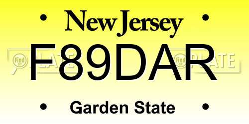 F89DAR New Jersey License Plate