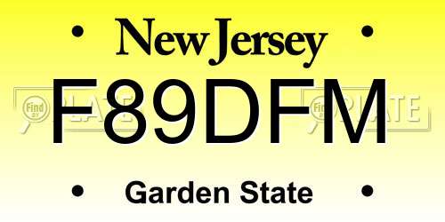 F89DFM New Jersey License Plate