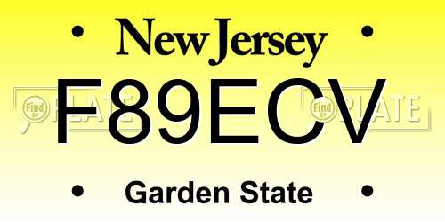 F89ECV New Jersey License Plate