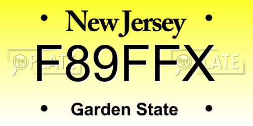 F89FFX New Jersey License Plate