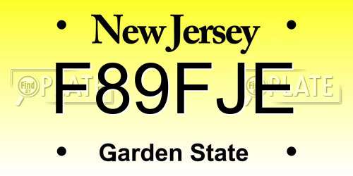 F89FJE New Jersey License Plate