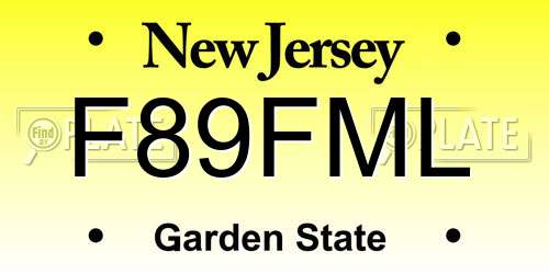 F89FML New Jersey License Plate