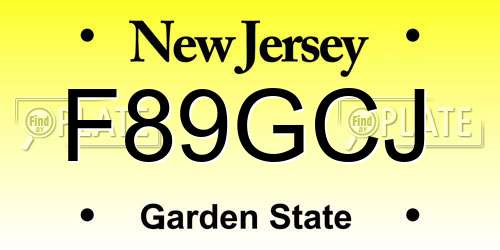 F89GCJ New Jersey License Plate