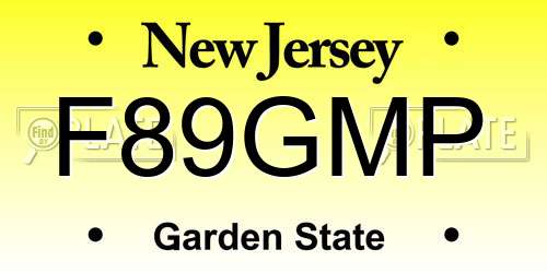 F89GMP New Jersey License Plate