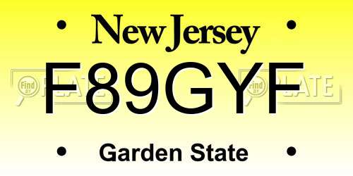 F89GYF New Jersey License Plate