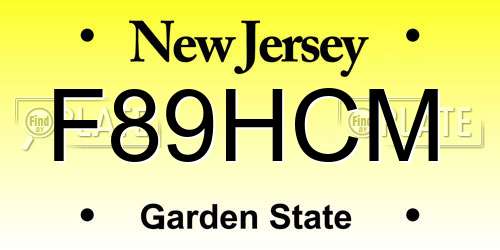 F89HCM New Jersey License Plate