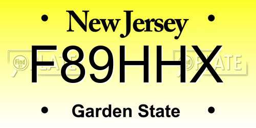F89HHX New Jersey License Plate
