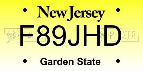 F89JHD New Jersey License Plate