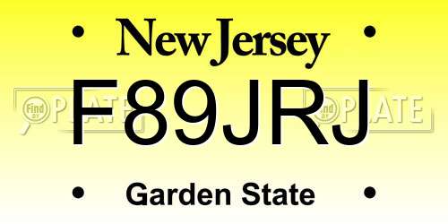 F89JRJ New Jersey License Plate