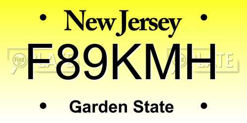 F89KMH New Jersey License Plate