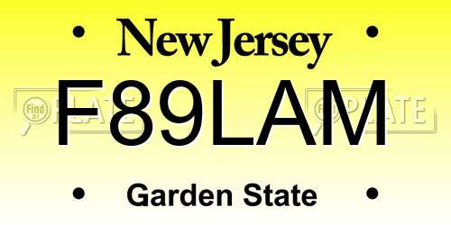 F89LAM New Jersey License Plate