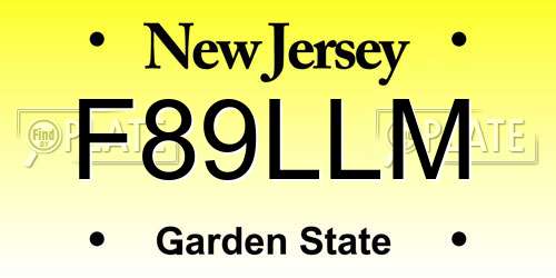F89LLM New Jersey License Plate