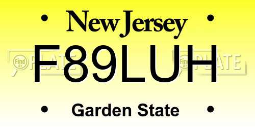 F89LUH New Jersey License Plate