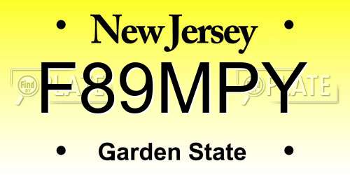 F89MPY New Jersey License Plate